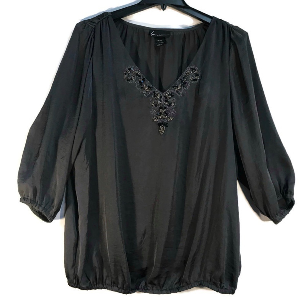 Lane Bryant 3/4 Sleeve Beaded V-neck Blouse size 18/20